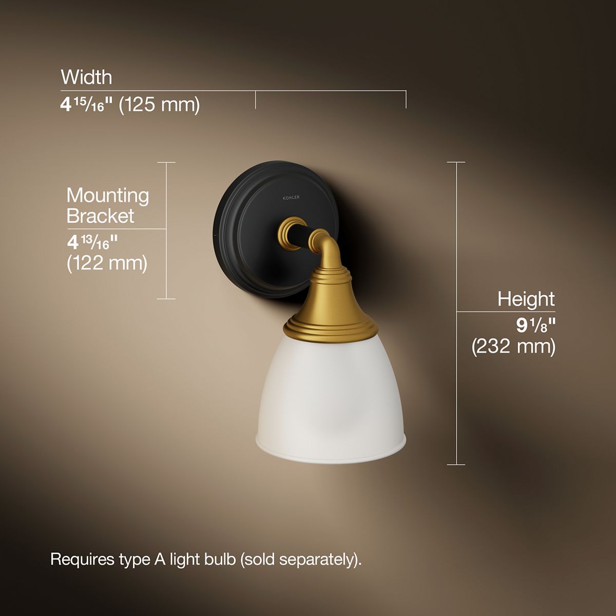 3/4 view of product with dimensions