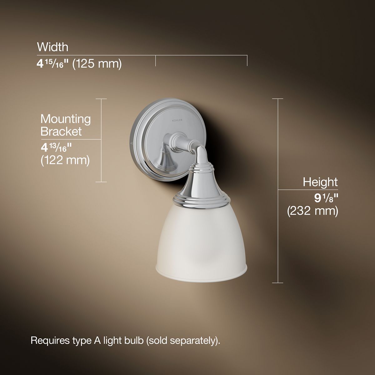 3/4 view of product with dimensions