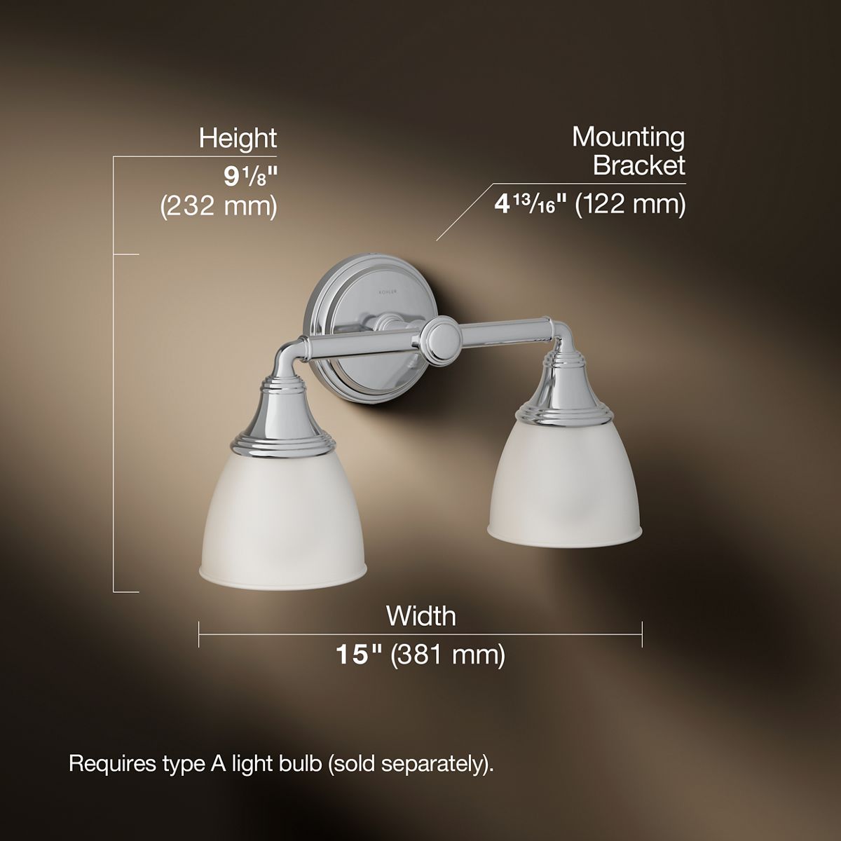 3/4 view of product with dimensions