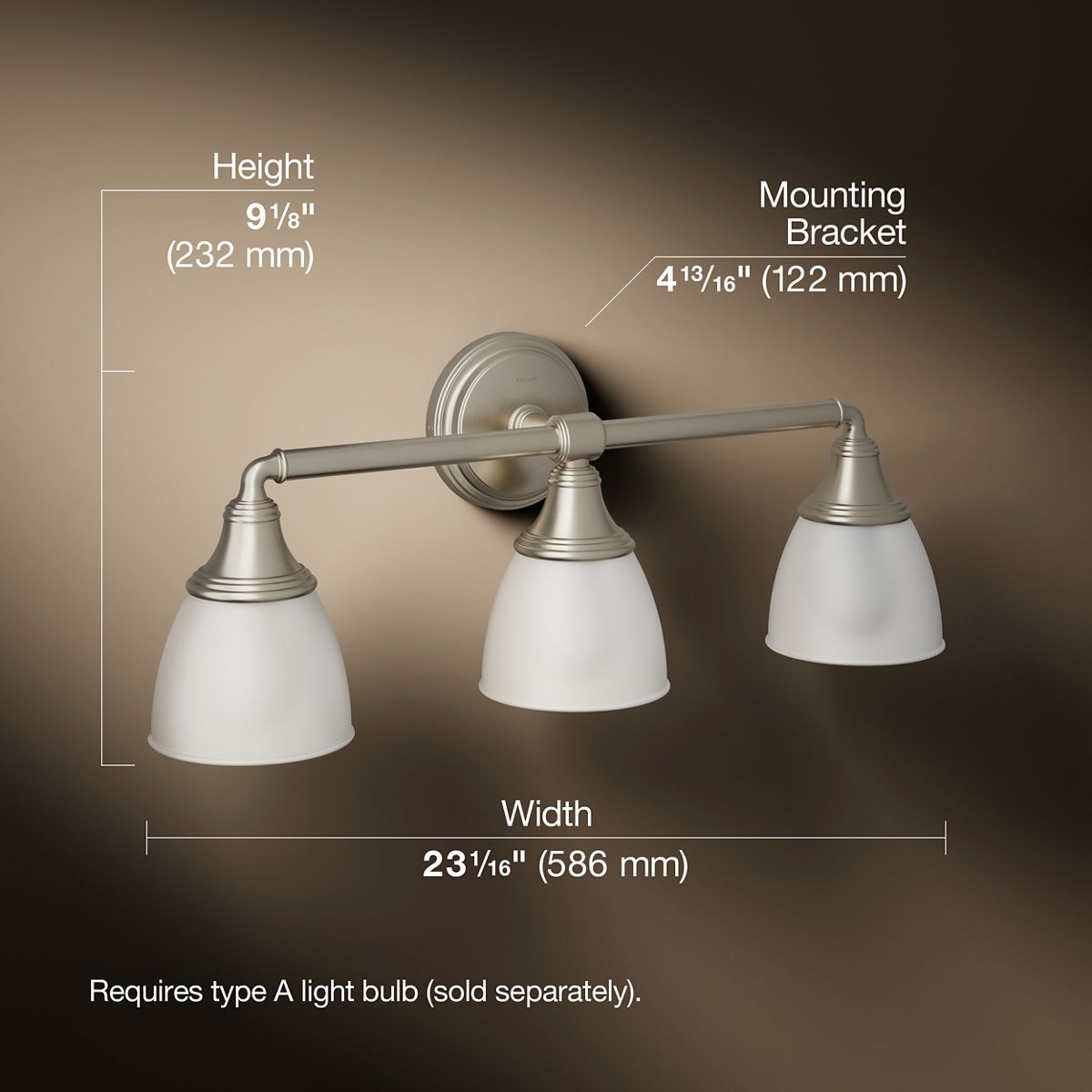 3/4 view of product with dimensions