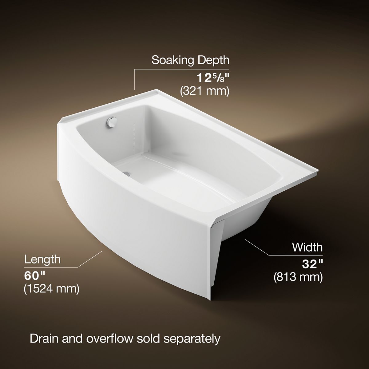3/4 view of product with dimensions