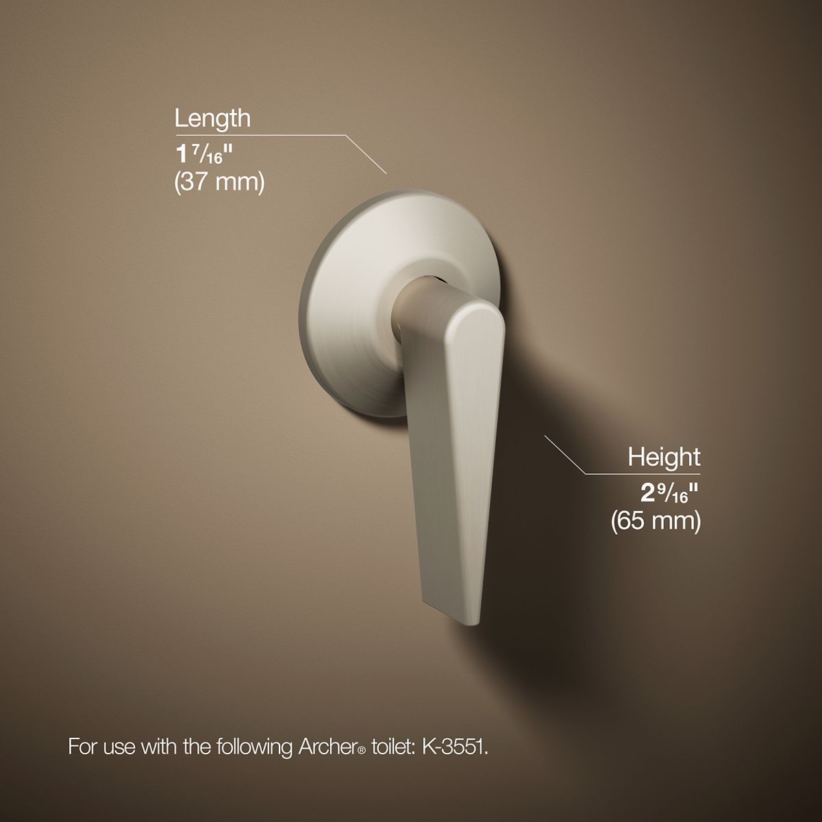 3/4 view of product with dimensions