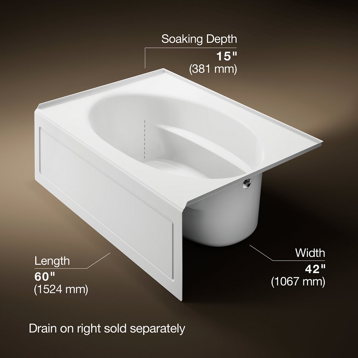 3/4 view of product with dimensions