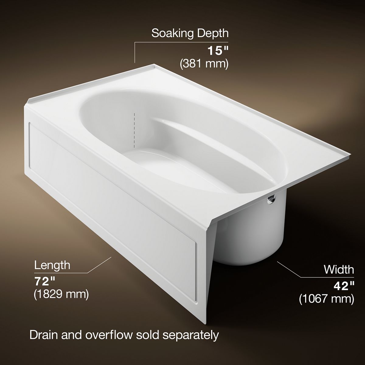 3/4 view of product with dimensions