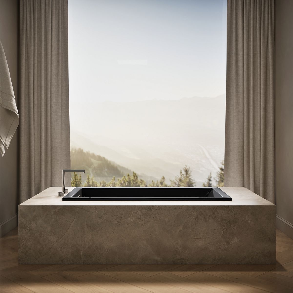 Up to 2 walls & multiple product categories visible, 1-point perspective