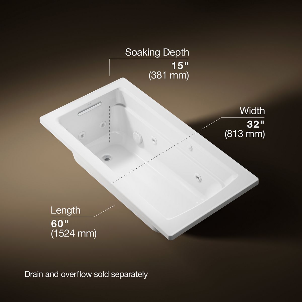3/4 view of product with dimensions