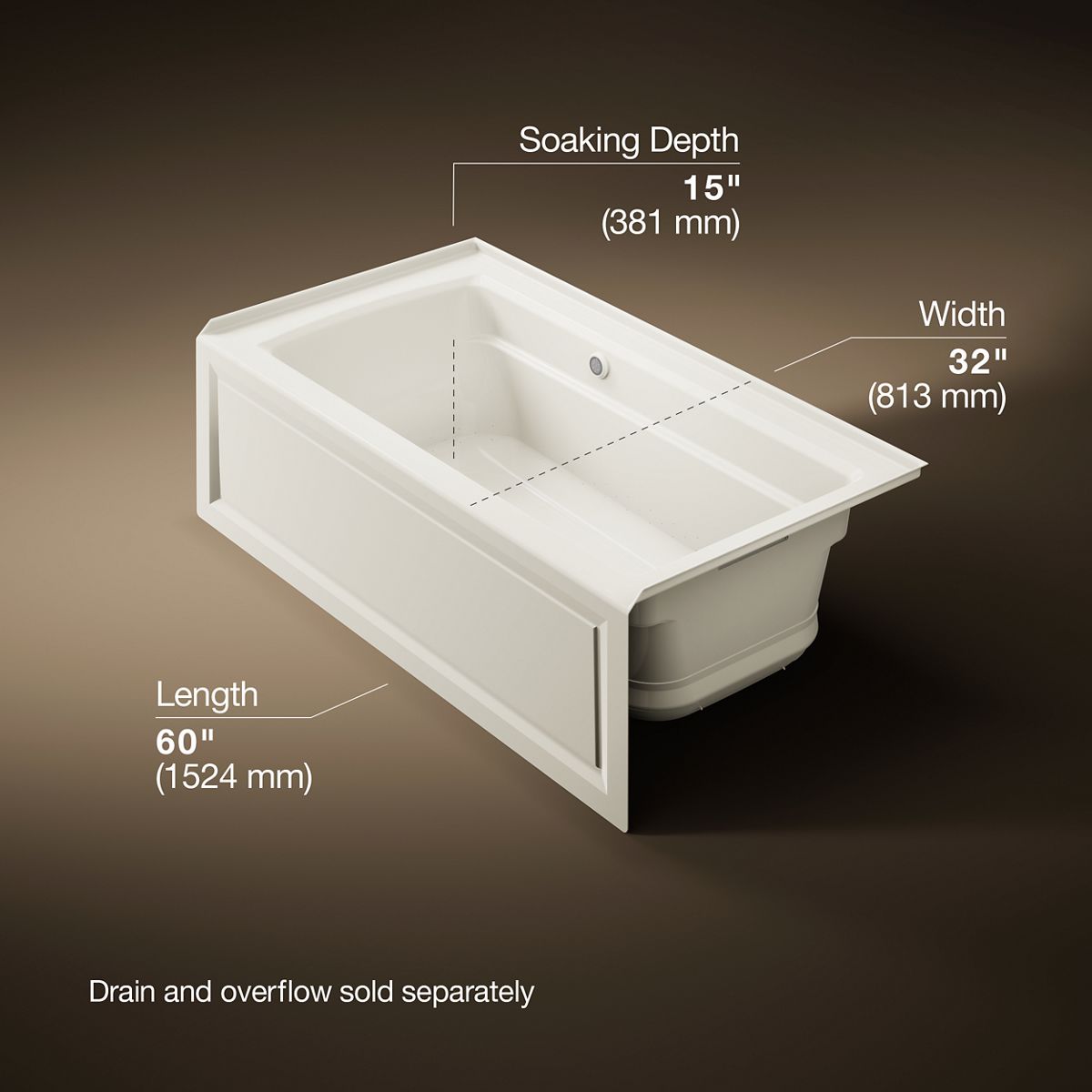 3/4 view of product with dimensions