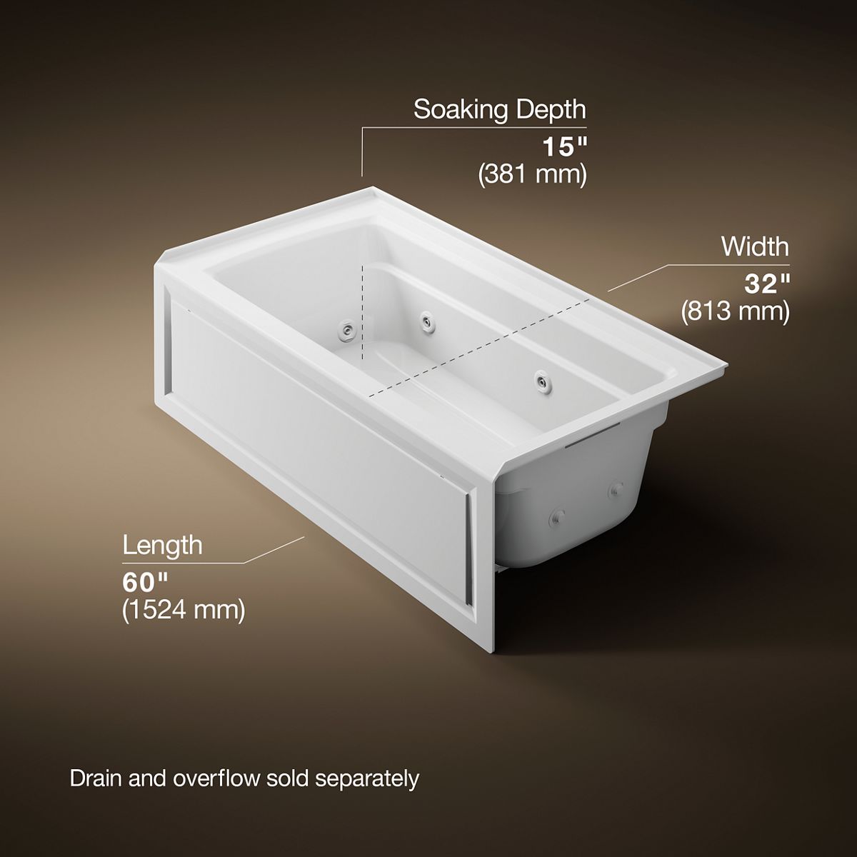3/4 view of product with dimensions