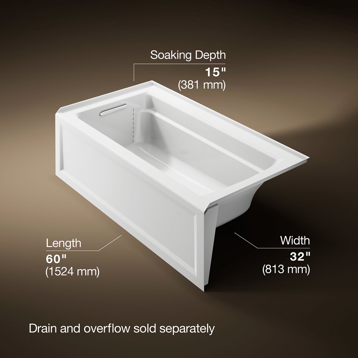 3/4 view of product with dimensions