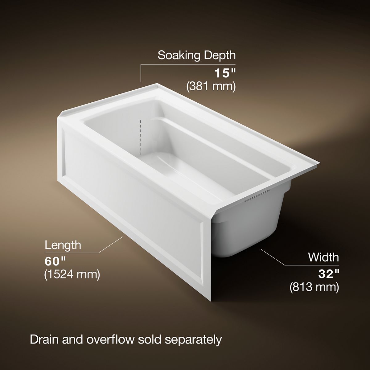 3/4 view of product with dimensions