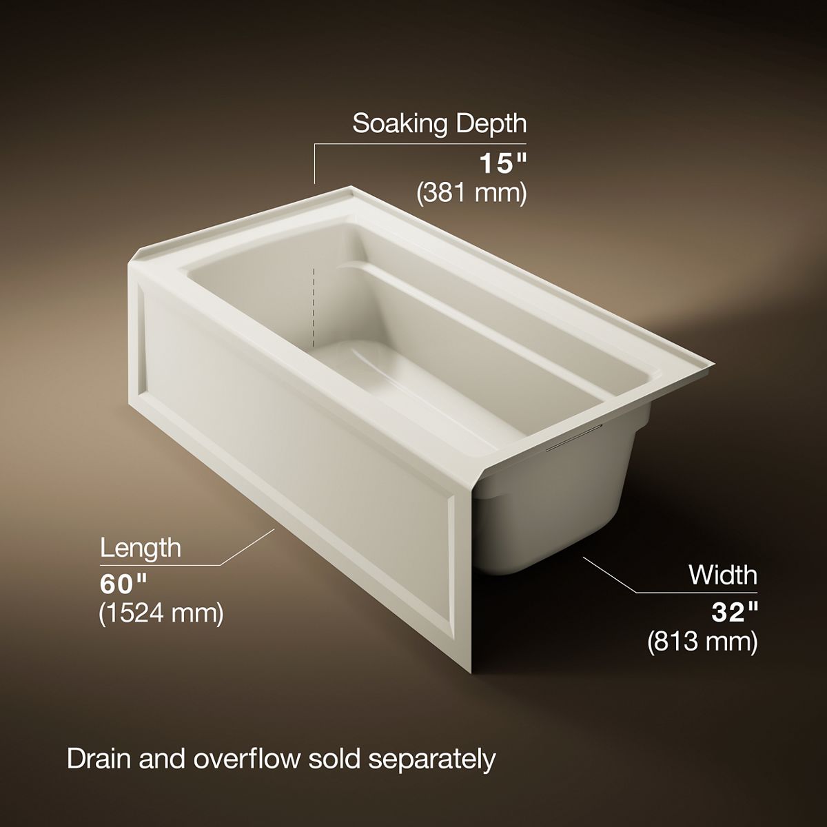 3/4 view of product with dimensions
