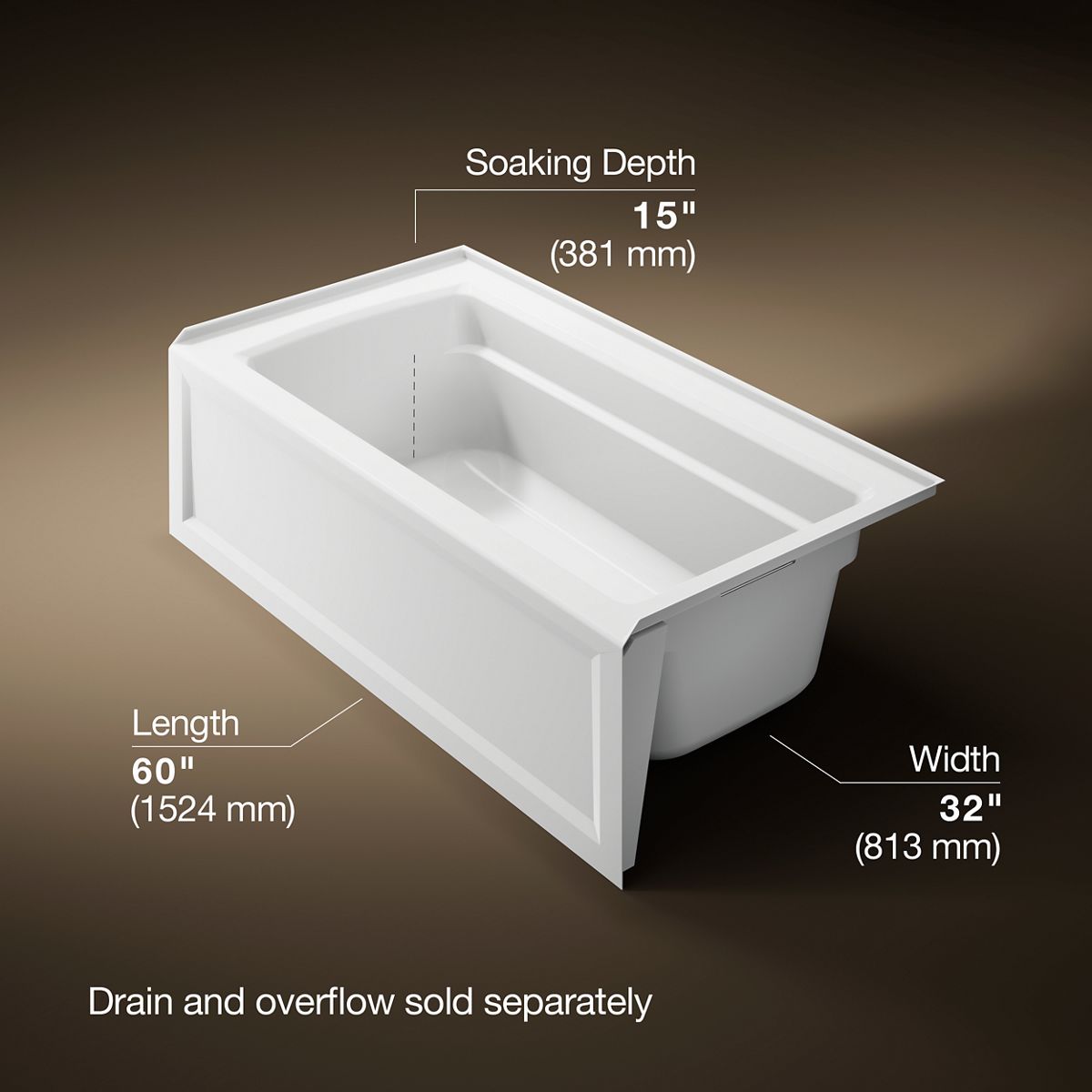 3/4 view of product with dimensions