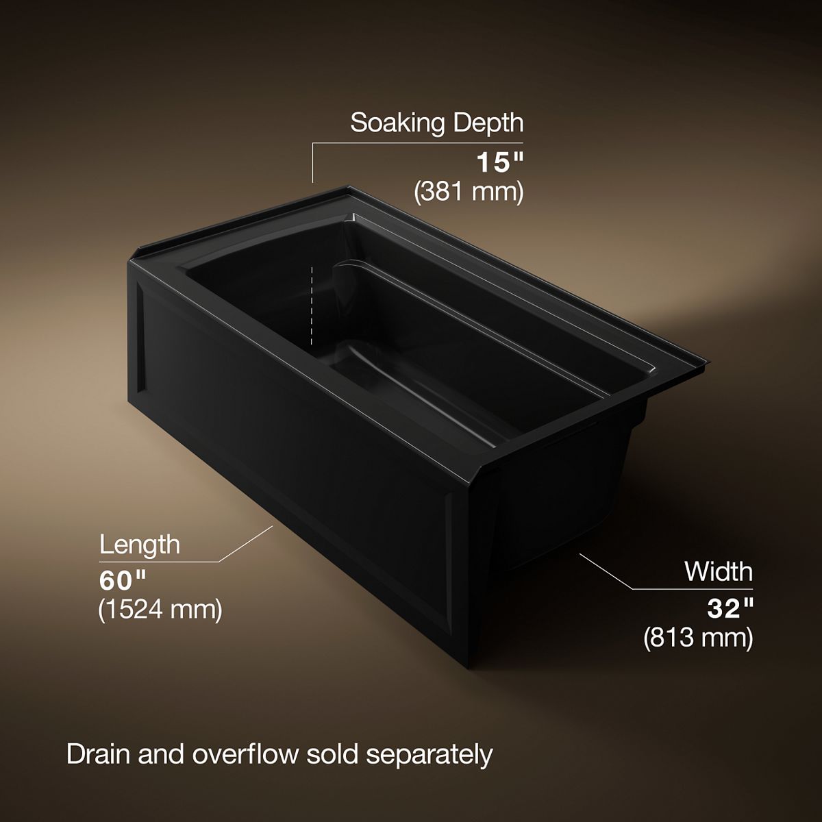 3/4 view of product with dimensions
