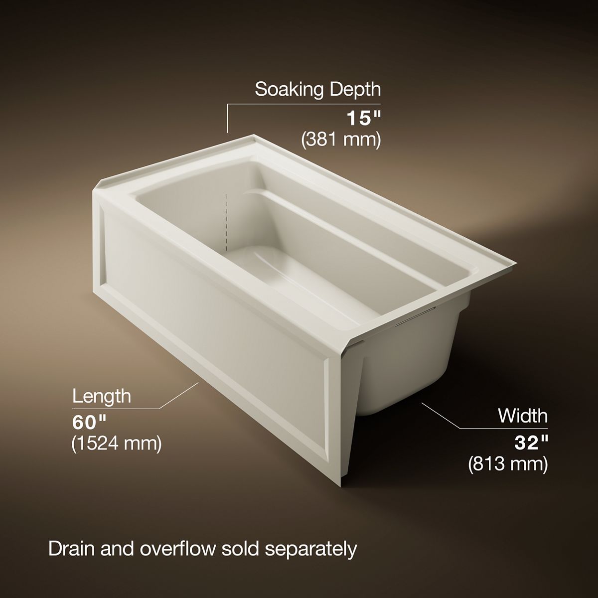 3/4 view of product with dimensions