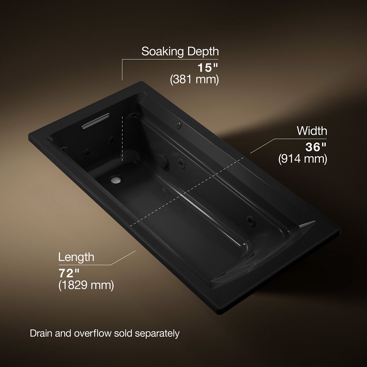 3/4 view of product with dimensions