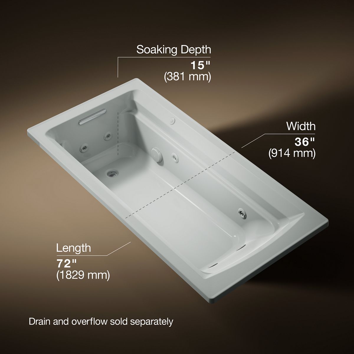 3/4 view of product with dimensions