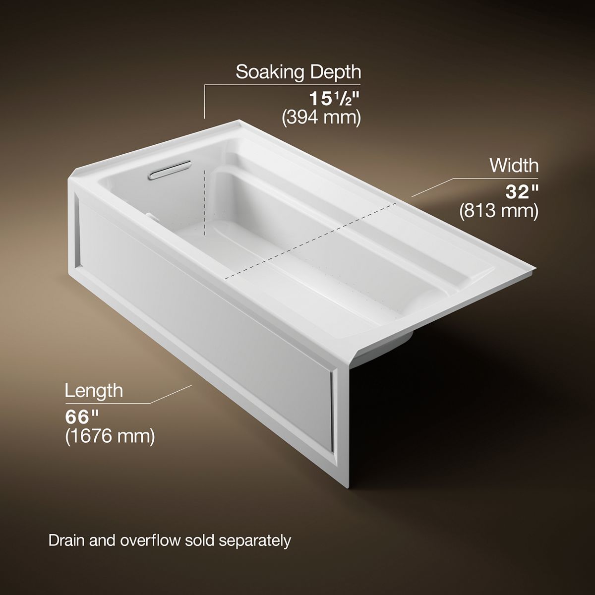 3/4 view of product with dimensions