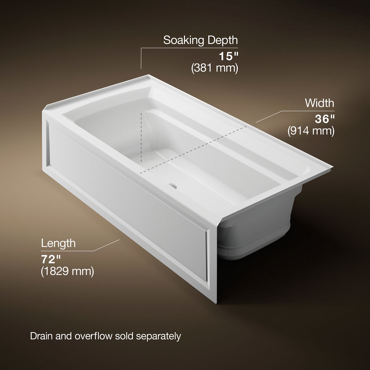 3/4 view of product with dimensions