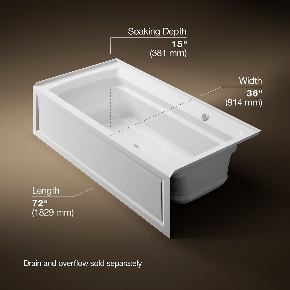 3/4 view of product with dimensions