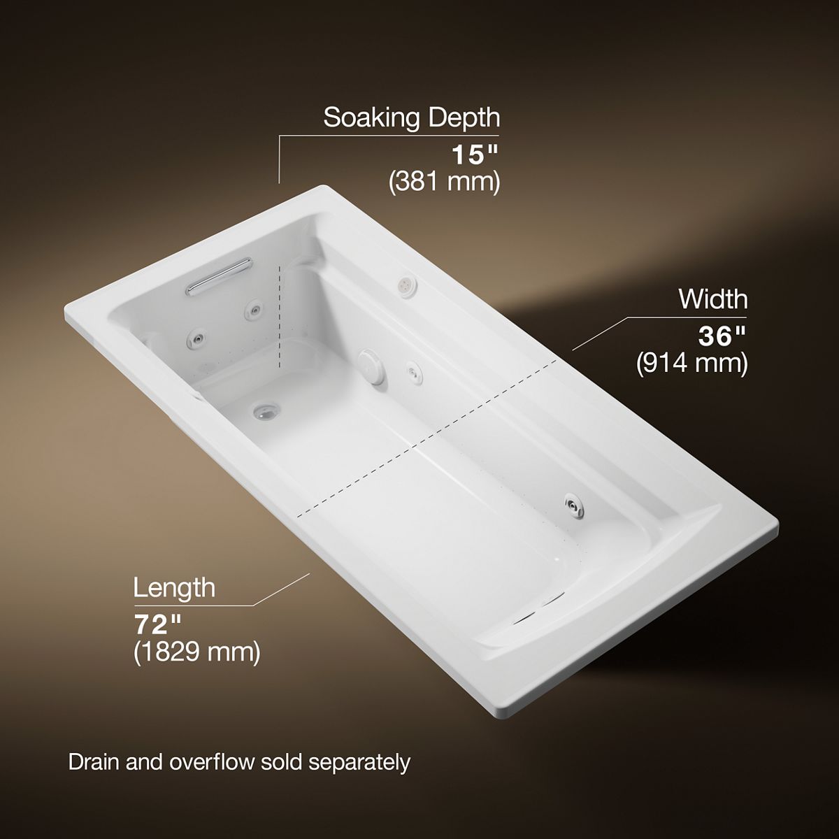3/4 view of product with dimensions
