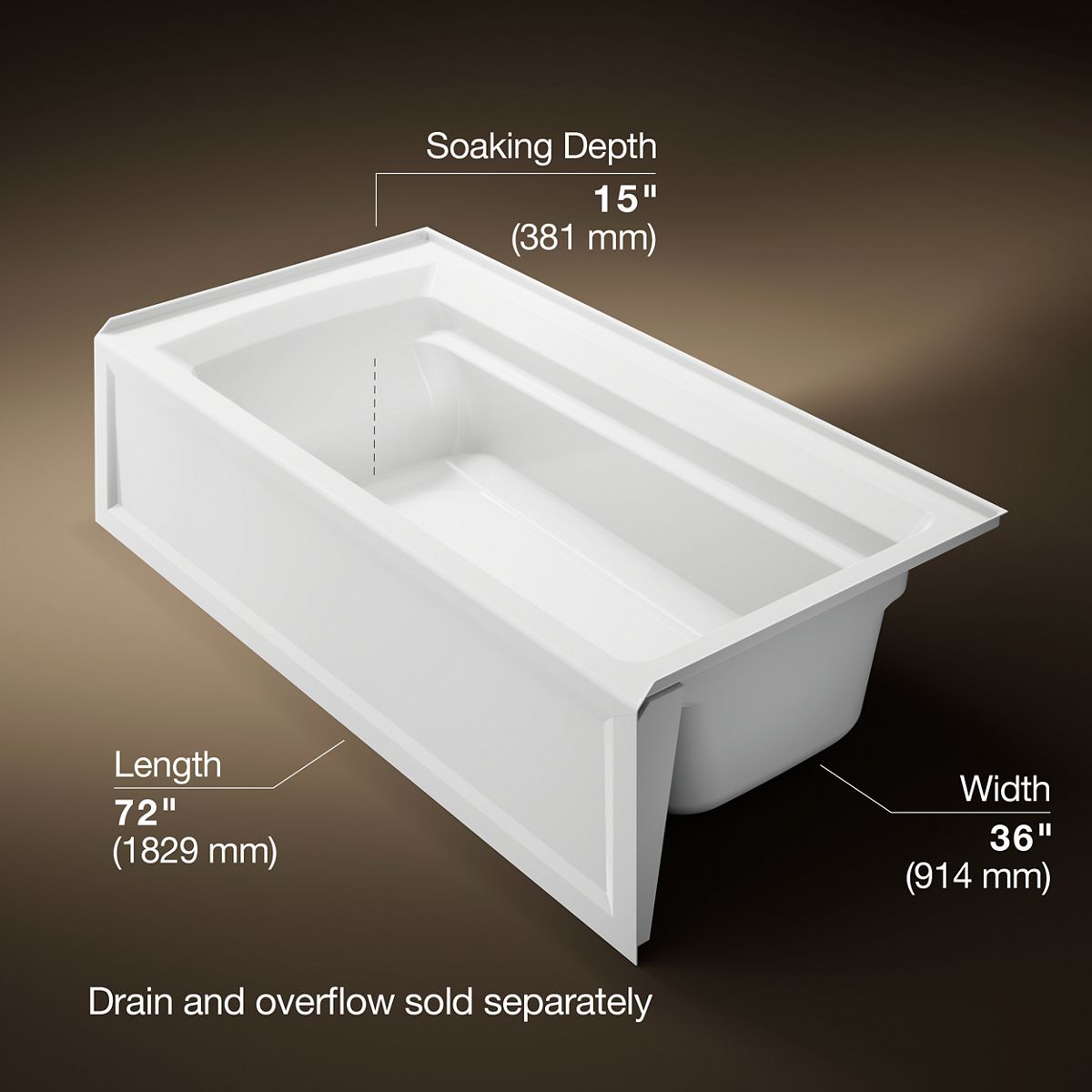 3/4 view of product with dimensions