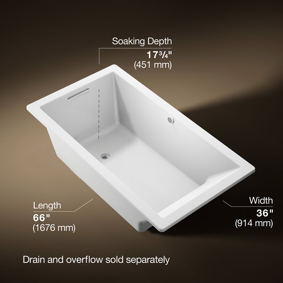 3/4 view of product with dimensions