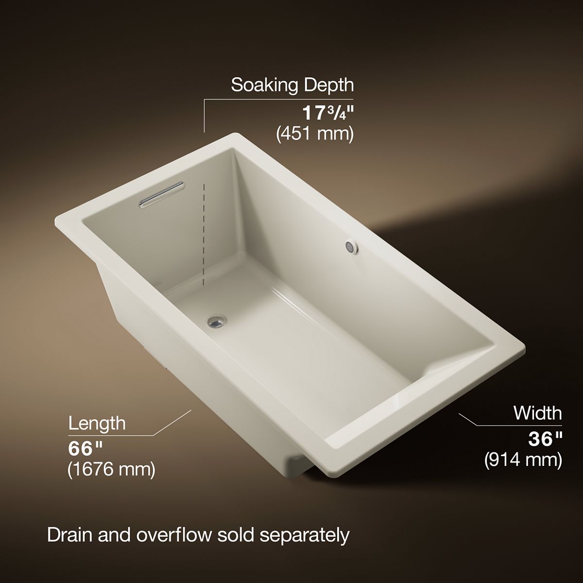 Underscore 5.5-Foot Bath with Bask Heated Surface | K-1136-W1 | KOHLER