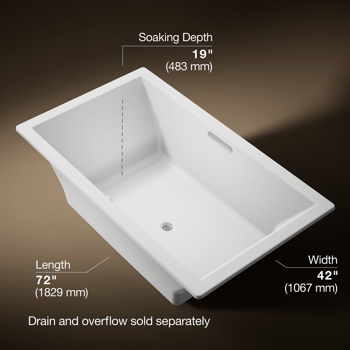 3/4 view of product with dimensions