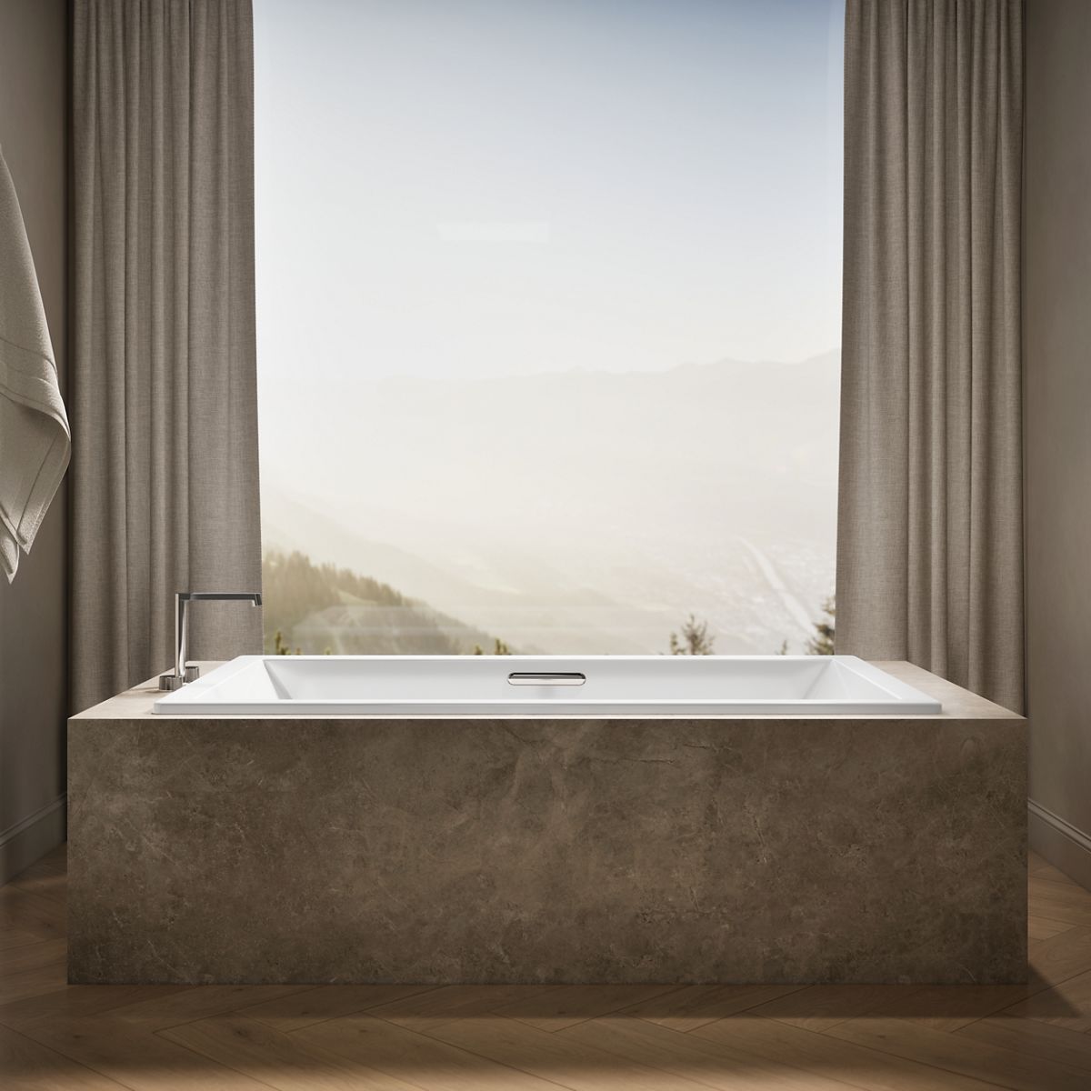 Up to 2 walls & multiple product categories visible, 1-point perspective