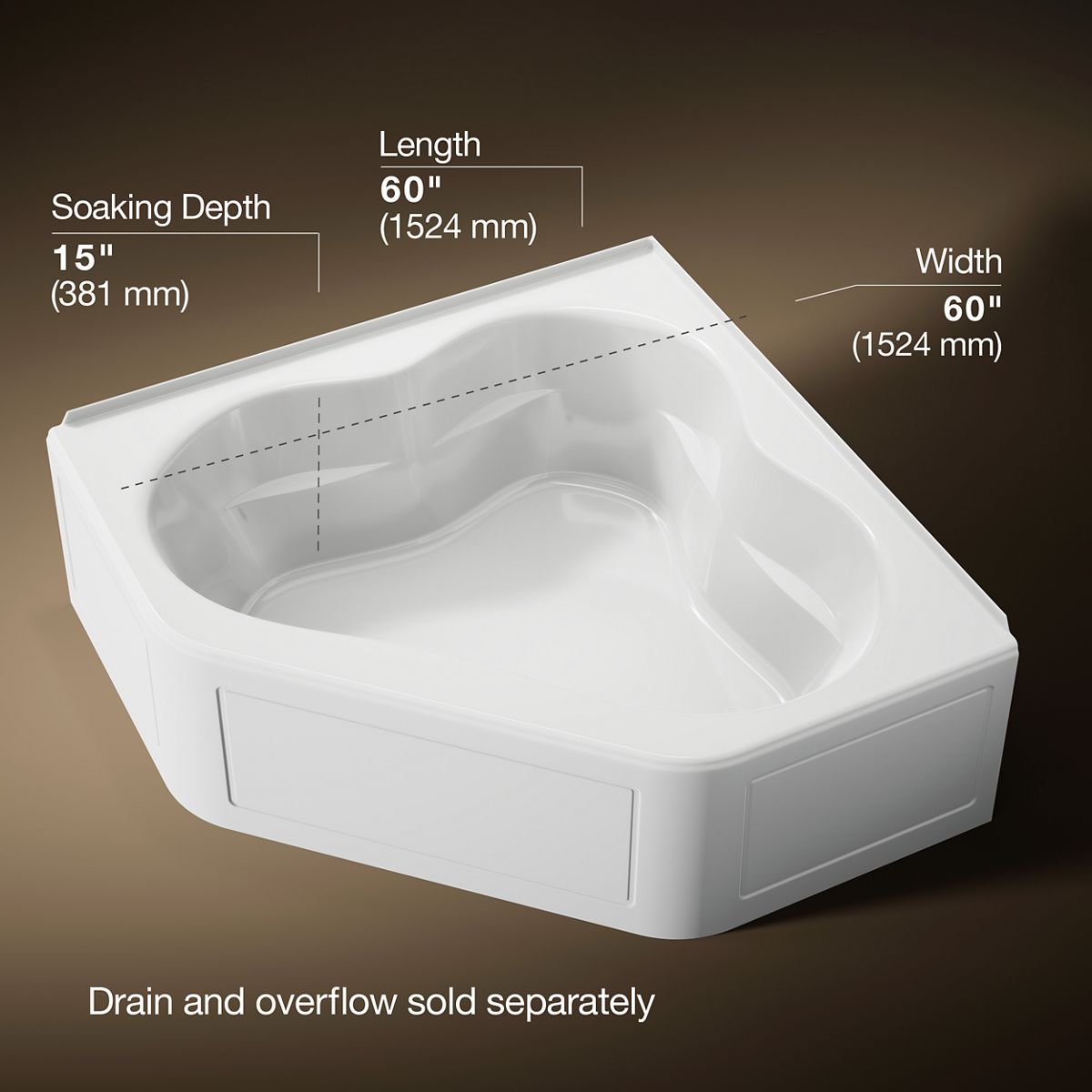 3/4 view of product with dimensions