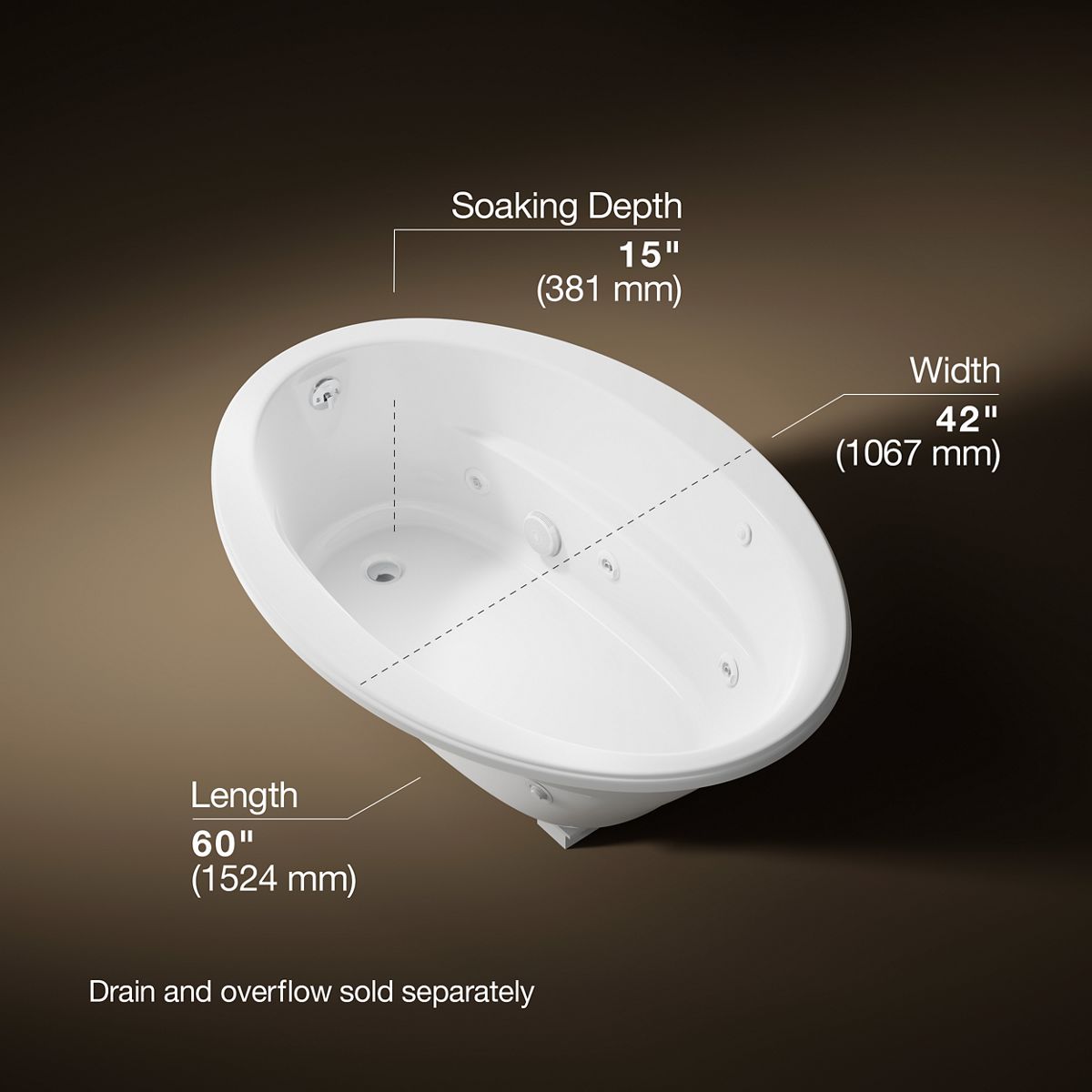 3/4 view of product with dimensions
