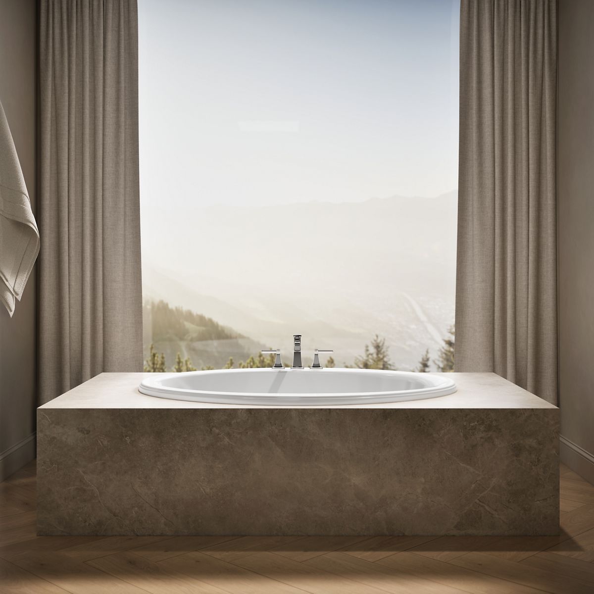 Up to 2 walls & multiple product categories visible, 1-point perspective