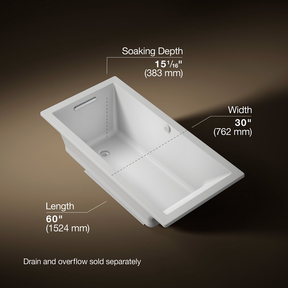 3/4 view of product with dimensions