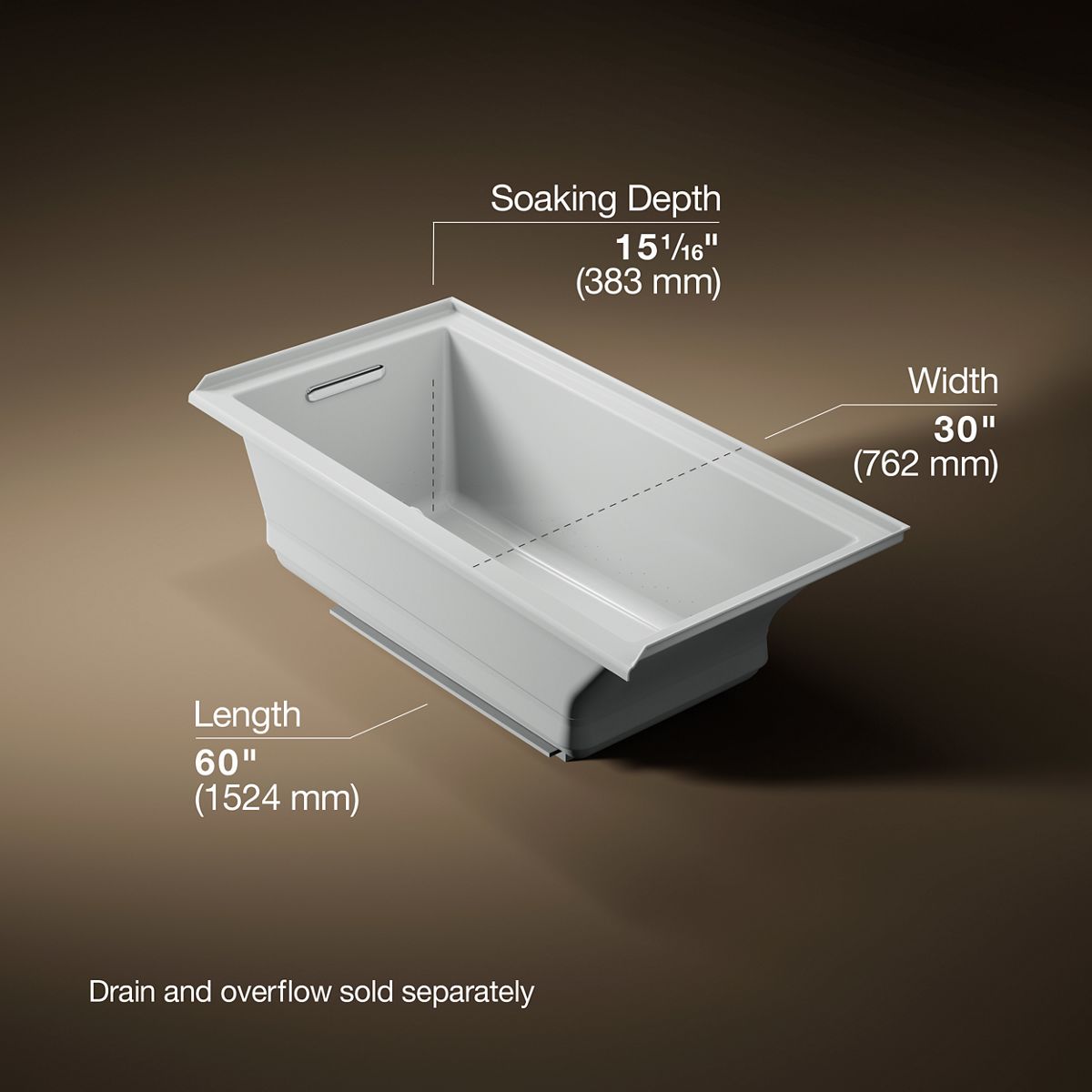 3/4 view of product with dimensions
