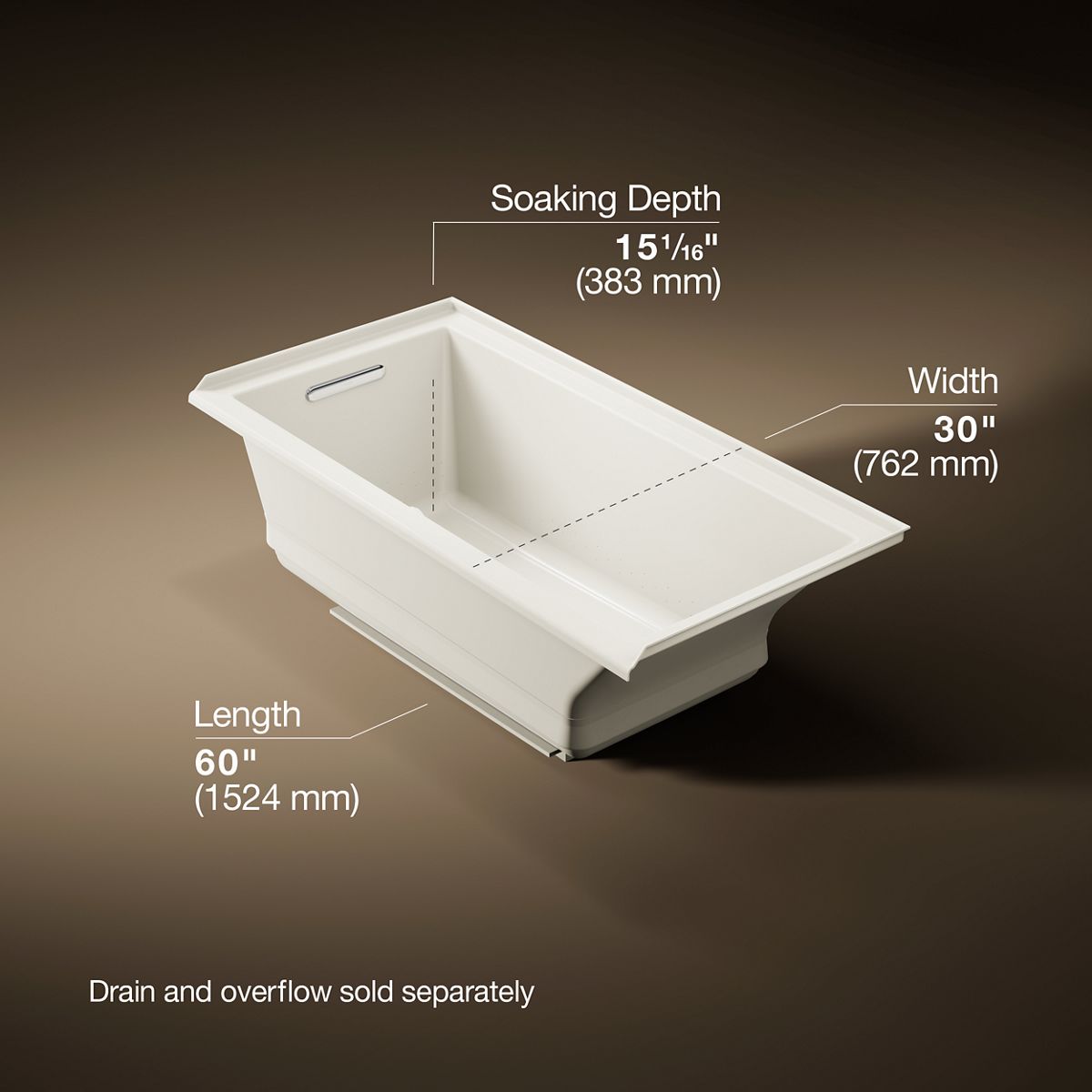 3/4 view of product with dimensions