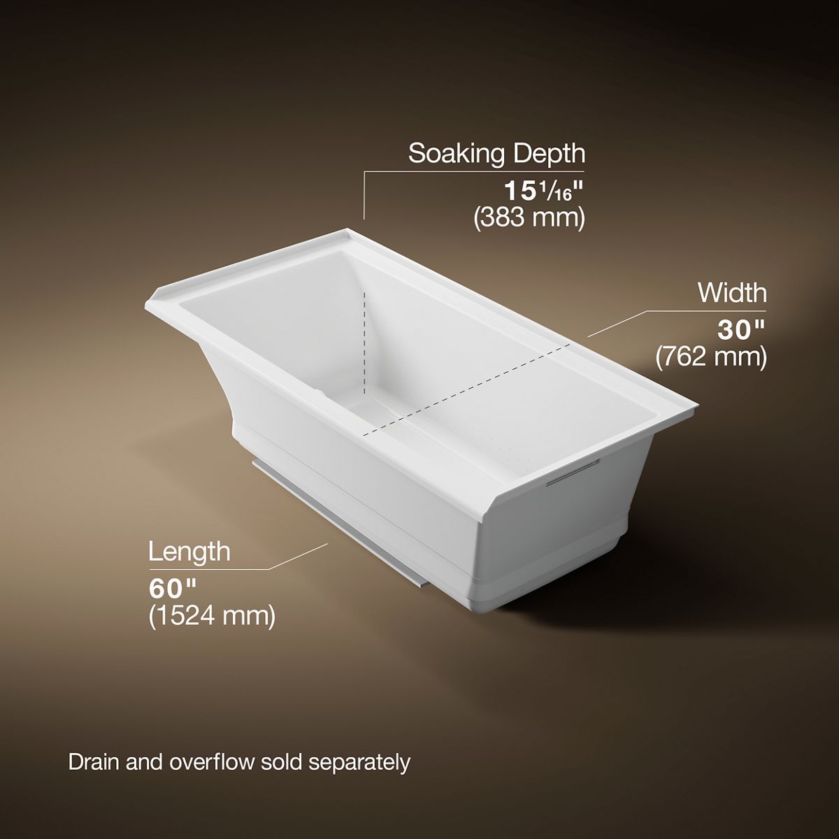 3/4 view of product with dimensions