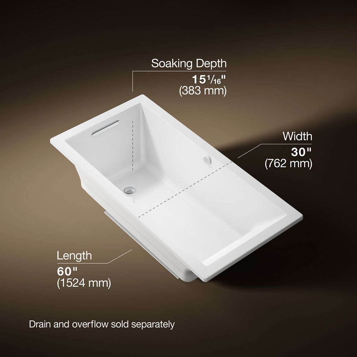 3/4 view of product with dimensions