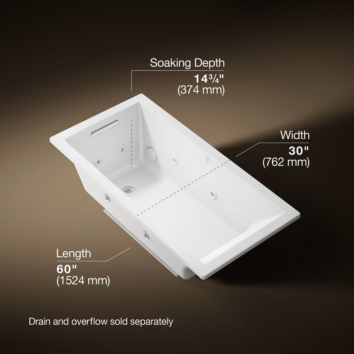 3/4 view of product with dimensions