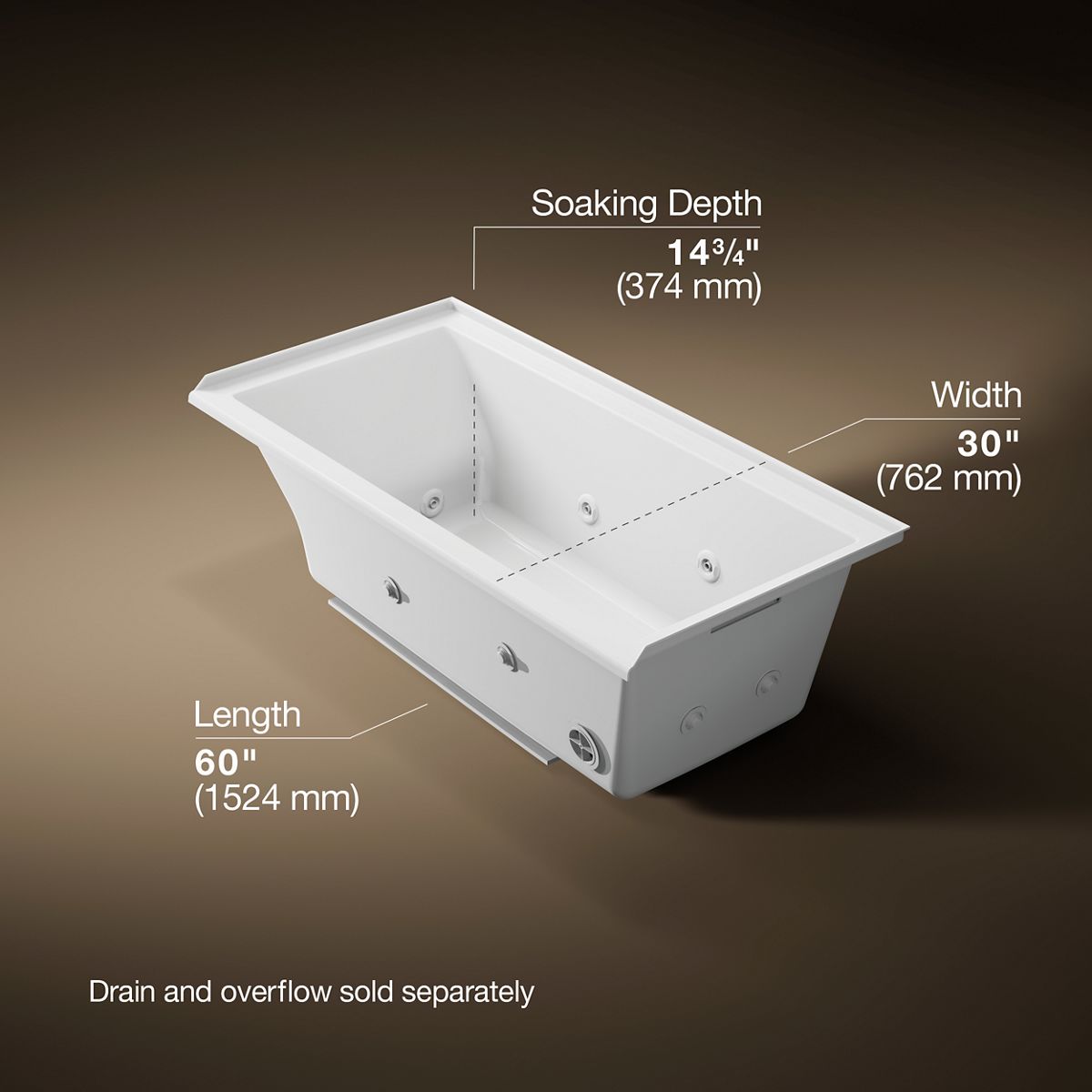 3/4 view of product with dimensions