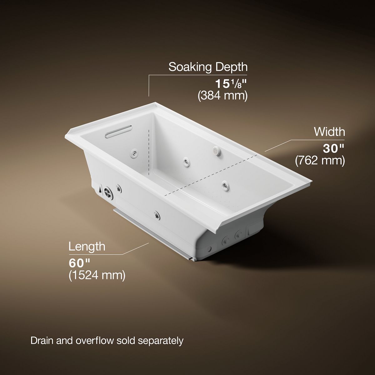 3/4 view of product with dimensions