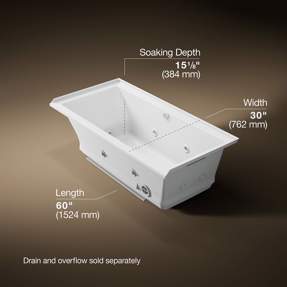 3/4 view of product with dimensions