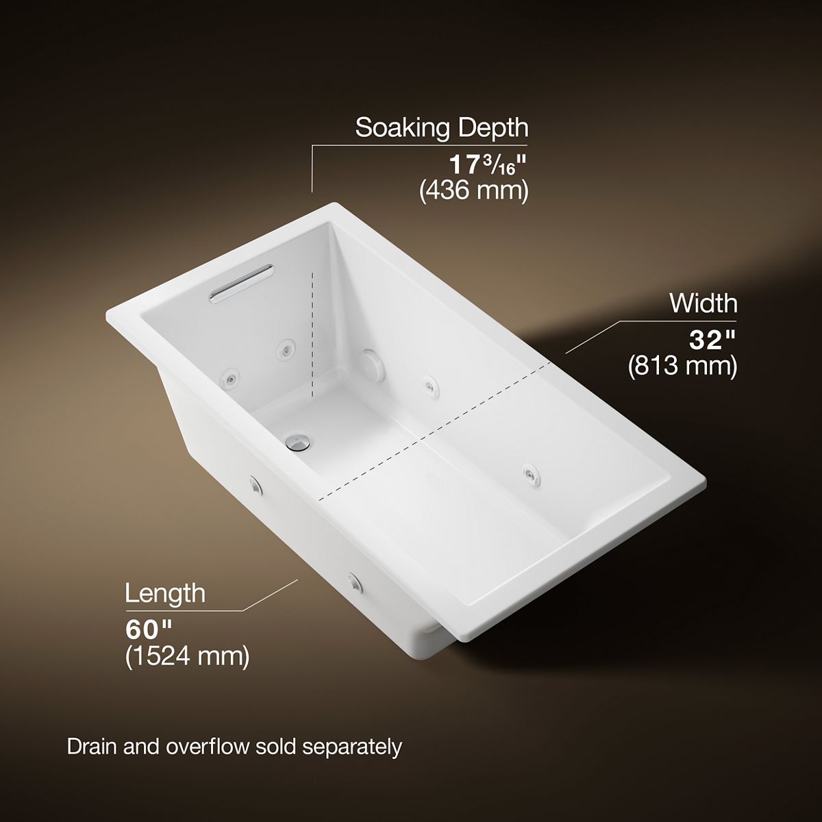 3/4 view of product with dimensions