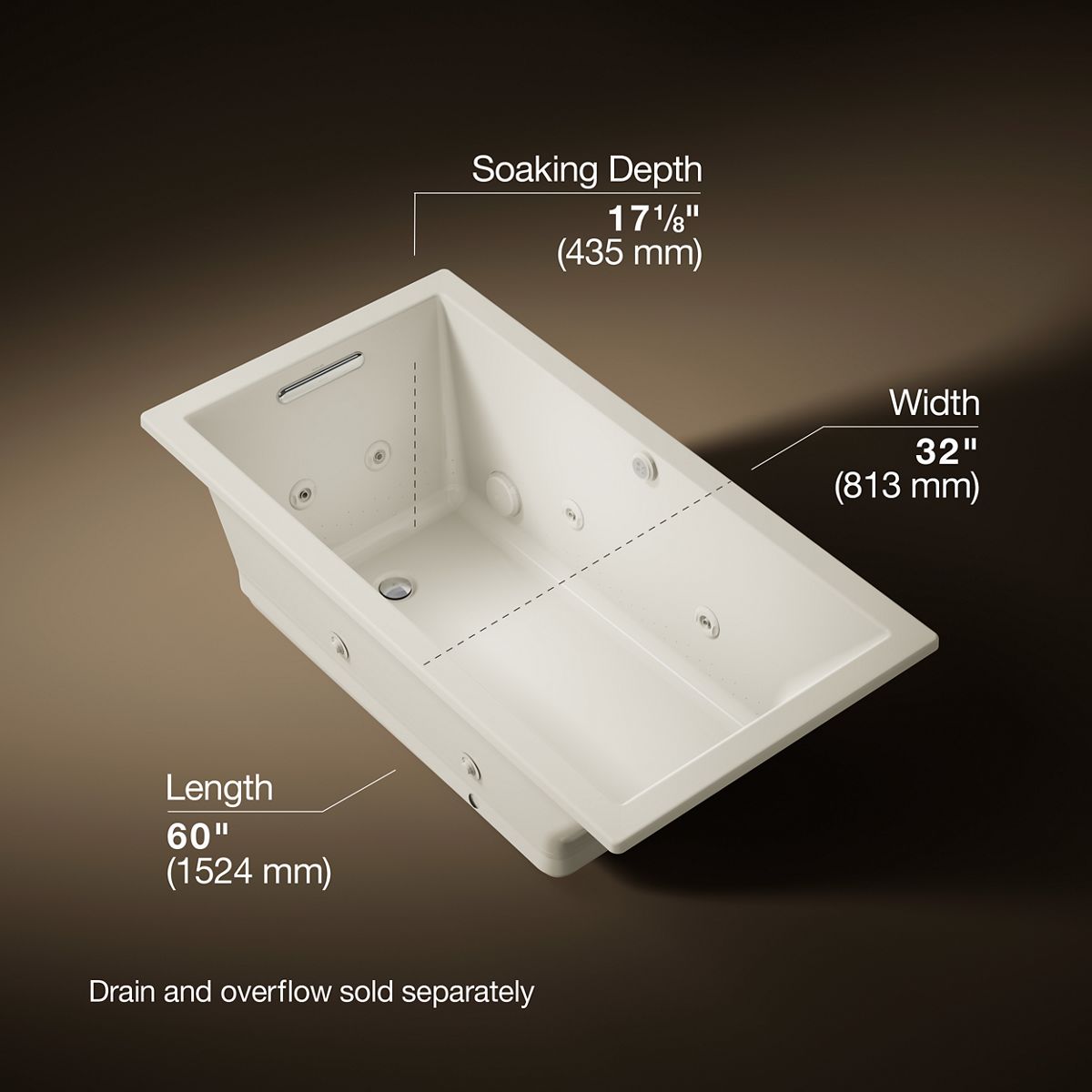 3/4 view of product with dimensions