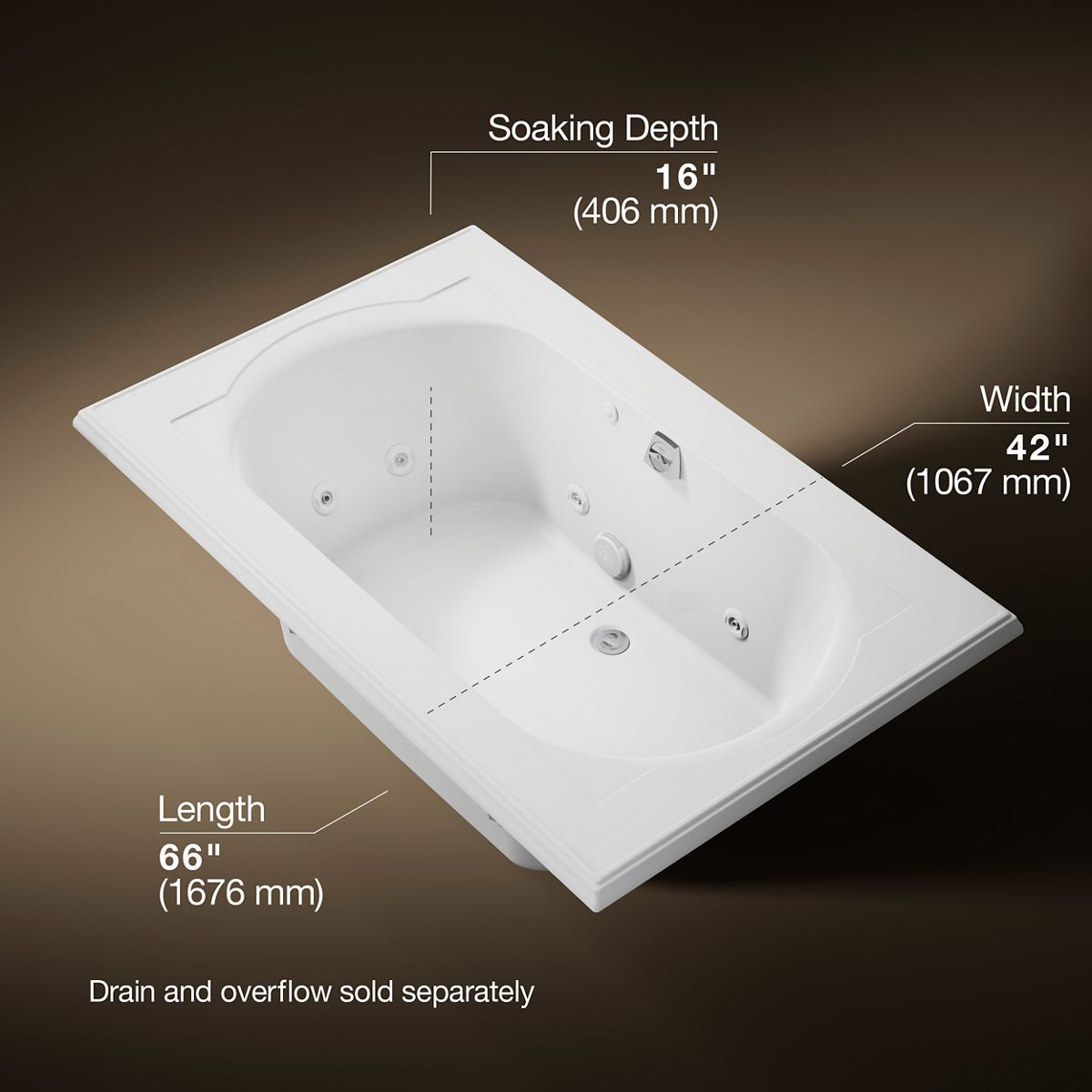 3/4 view of product with dimensions