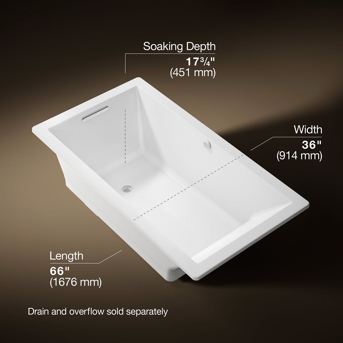 3/4 view of product with dimensions