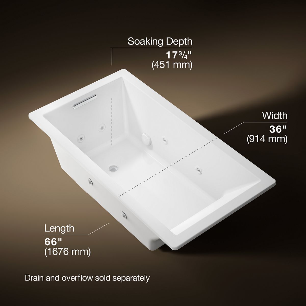 3/4 view of product with dimensions