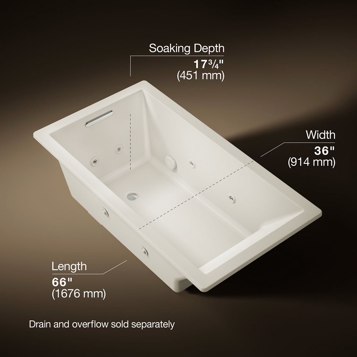 3/4 view of product with dimensions