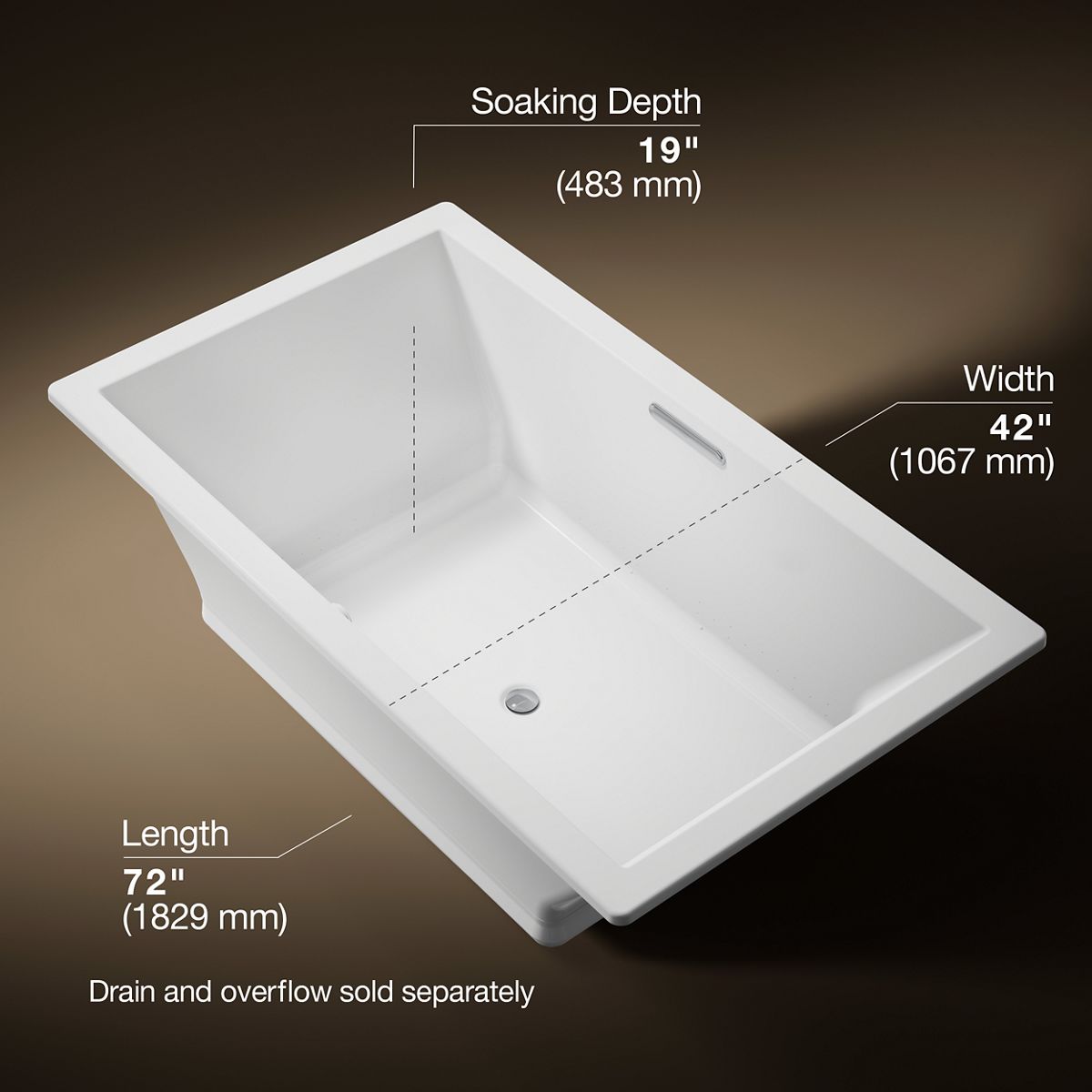 3/4 view of product with dimensions