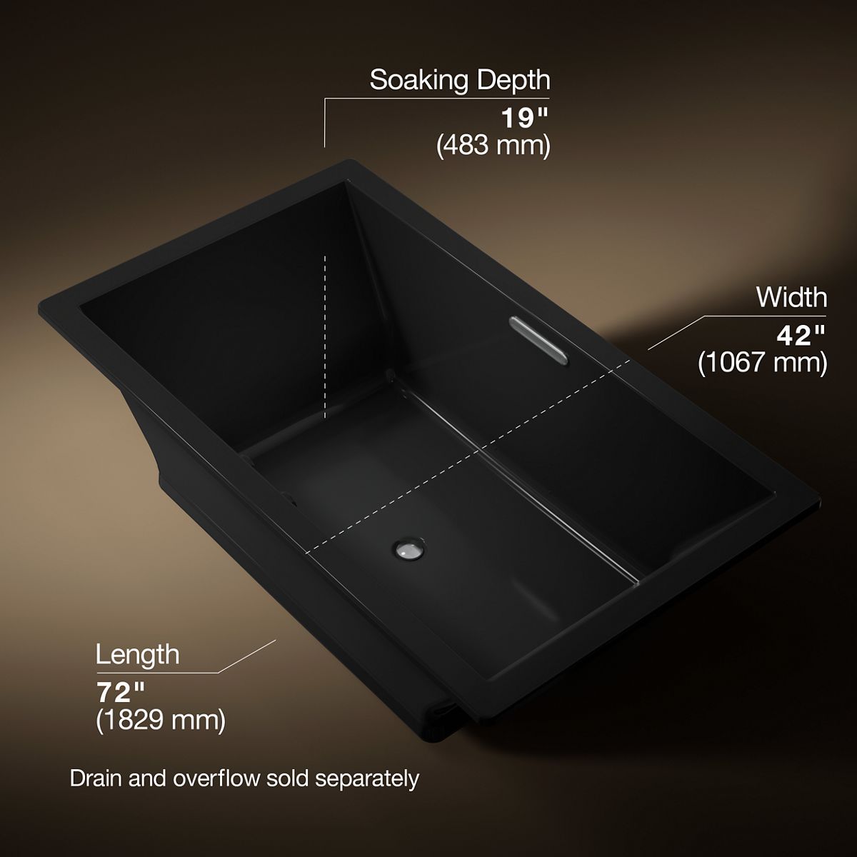 3/4 view of product with dimensions