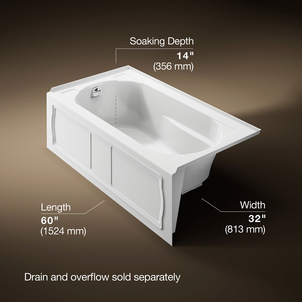 3/4 view of product with dimensions
